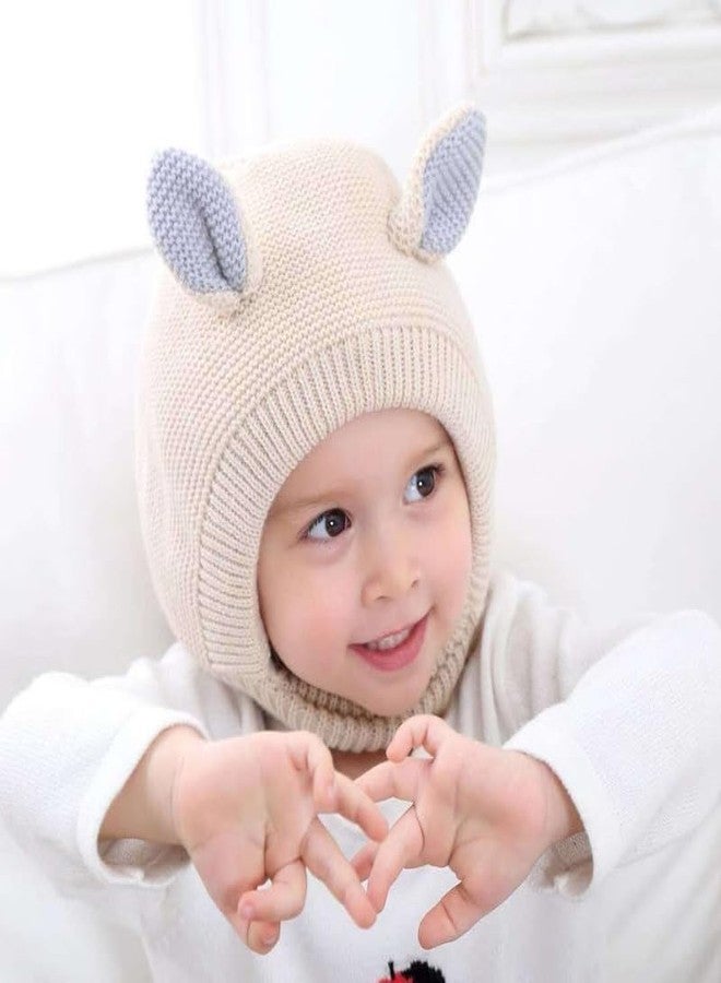 Richmen Unisex Toddler Winter Hat Monkey Caps Baby Beanie Hats, Soft Fleece Lined Woolen Earflap Hood Skull Cap Scarf Set for Boys Girls Winter Hat (2- to 8 Years) (Beige) - Image 2