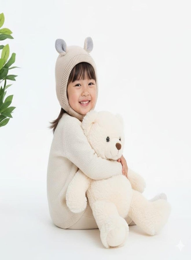 Richmen Unisex Toddler Winter Hat Monkey Caps Baby Beanie Hats, Soft Fleece Lined Woolen Earflap Hood Skull Cap Scarf Set for Boys Girls Winter Hat (2- to 8 Years) (Beige) - Image 3