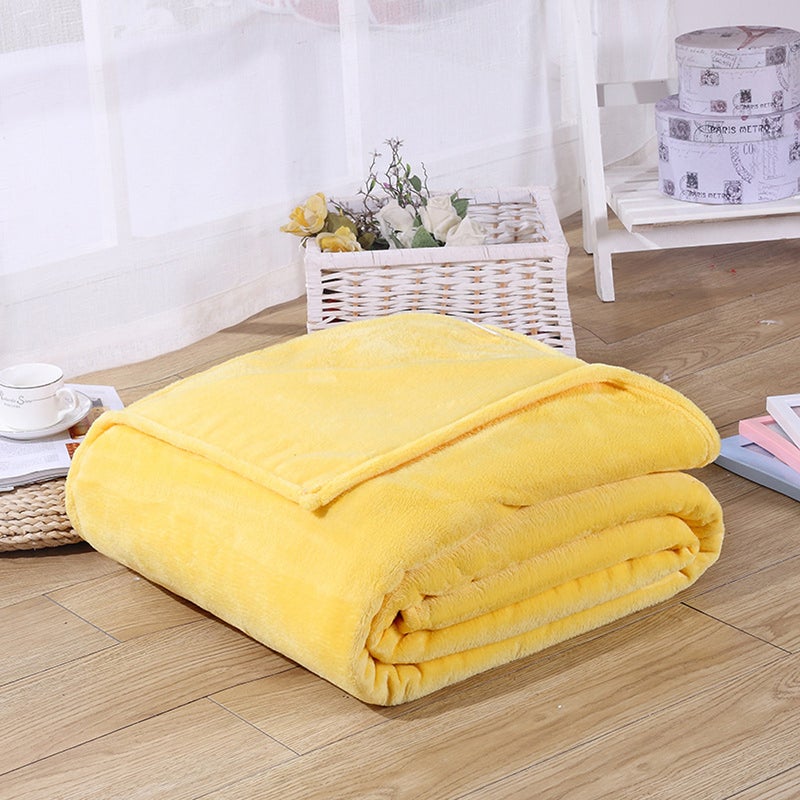 Thick Blankets Flannel Fleece Blanket Lightweight Warm Bed Blanket 70x100cm (Light Yellow) - Image 3
