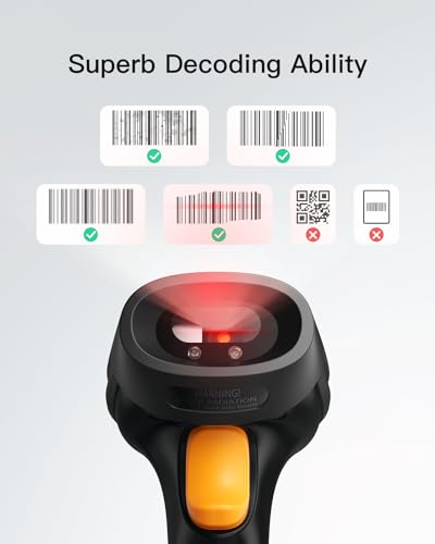 Inateck Barcode Scanner, Wireless Scanner, 1 Charge 180 Days Standby, 35M Range, Automatic Scanning, BCST-60 Black - Image 2