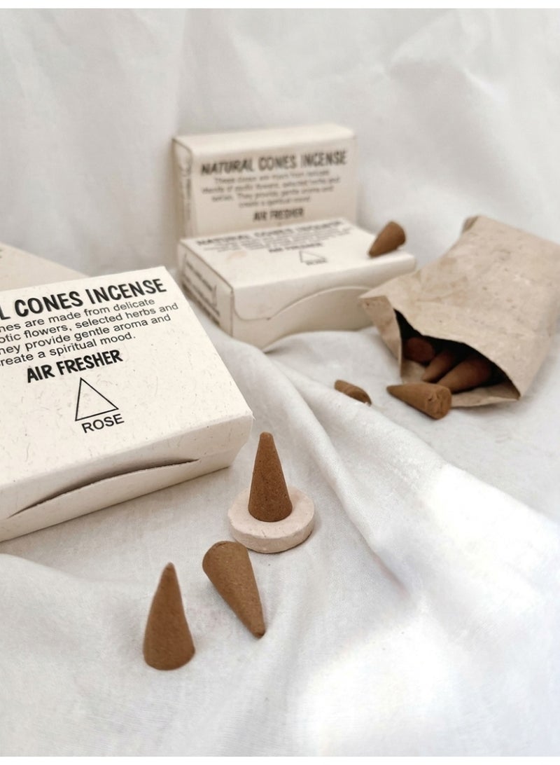 Aromancy Rose Incense Cones Set, 1 Box Natural Handmade Oud Incense Cones ( about 25pcs ) , Long Lasting Floral Aroma for Meditation, Prayer, Yoga, Home Fragrance & Relaxation - Image 1