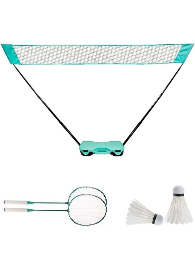 founder Badminton Set, Badminton Sets for Backyards, Portable Badminton Net Set with 2 Badminton Rackets 2 Shuttlecocks,10x5ft Net, Storage Base, Easy Setup for Backyard Combo Complete Badminton Set  - Image 1