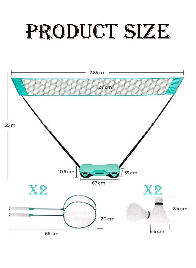 founder Badminton Set, Badminton Sets for Backyards, Portable Badminton Net Set with 2 Badminton Rackets 2 Shuttlecocks,10x5ft Net, Storage Base, Easy Setup for Backyard Combo Complete Badminton Set  - Image 4