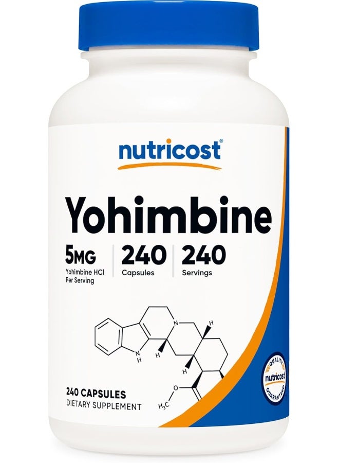 Nutricost Yohimbine Hcl 5Mg, 240 Capsules Extra Strength - Gluten-Free, Non-Gmo - Image 1