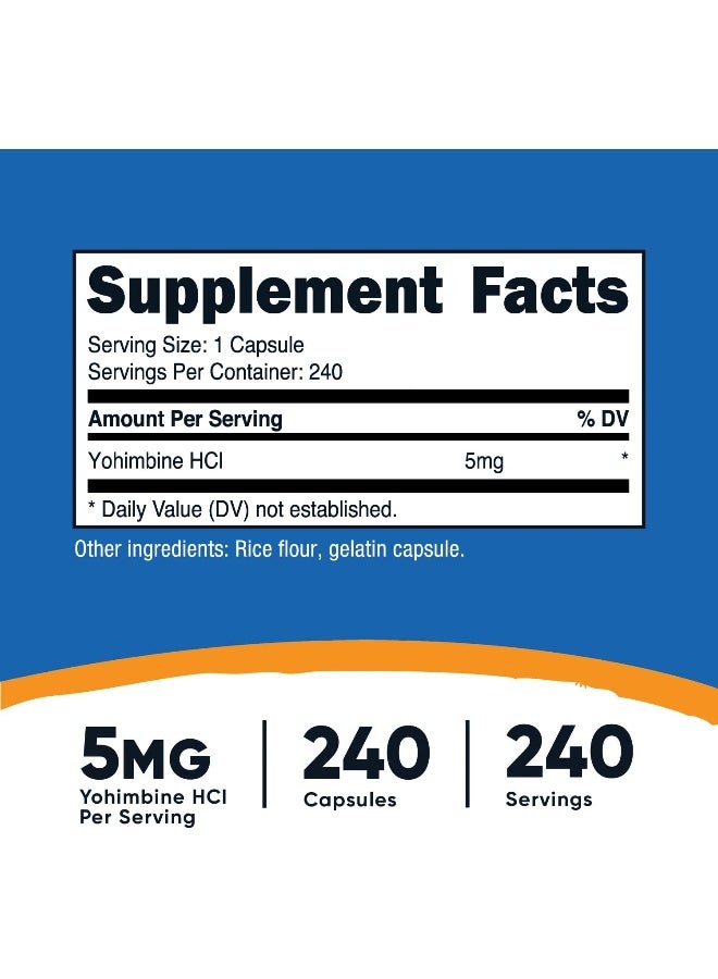 Nutricost Yohimbine Hcl 5Mg, 240 Capsules Extra Strength - Gluten-Free, Non-Gmo - Image 2