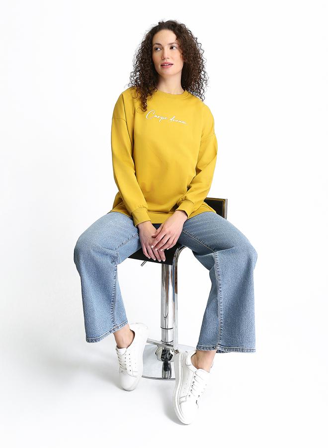 LC WAIKIKI Crew Neck Printed Oversize Women's Sweatshirt Tunic - Image 2