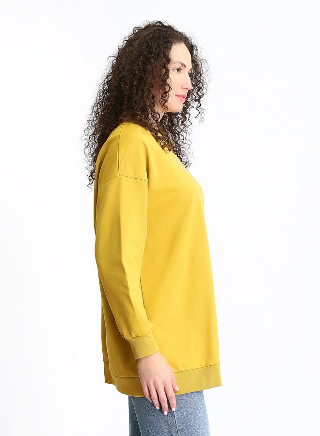 LC WAIKIKI Crew Neck Printed Oversize Women's Sweatshirt Tunic - Image 4