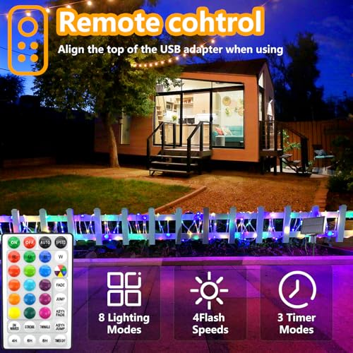 GLPE LED Rope Lights Indoor with USB Powered, 66Ft (33Ft X 2 Pack) 200 LED String Lights Outdoor with Remote,16 Color Changing Rope Lights for Outside Garden Party Wedding Christmas - Image 5