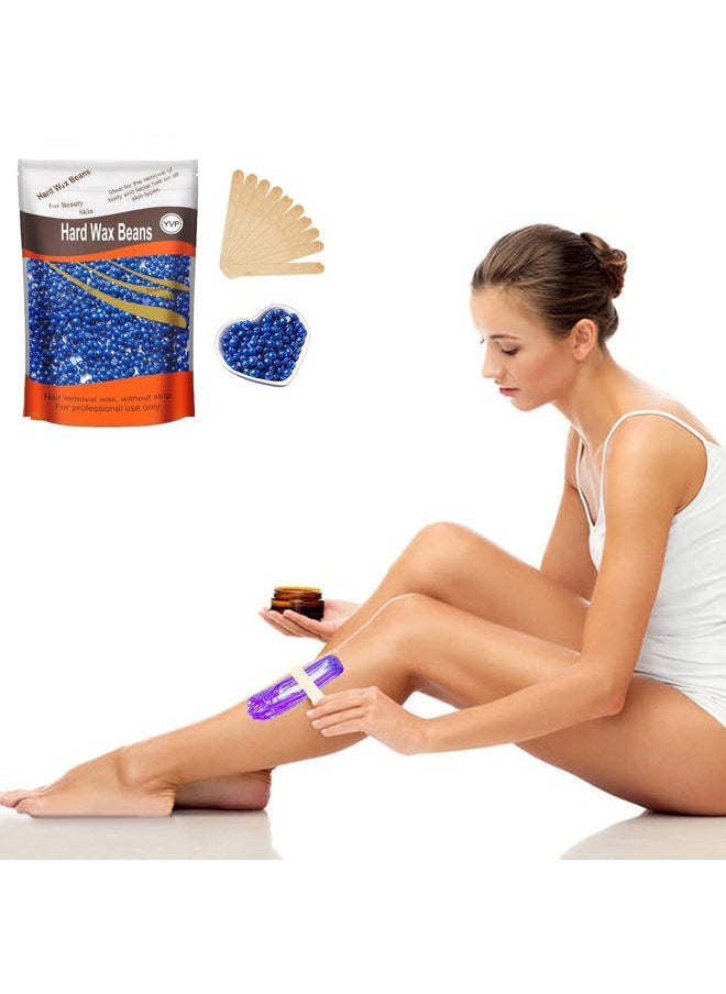Yovanpur Hard Wax Beads for Hair Removal, Yovanpur Wax Beads for Sensitive Skin, Har Wax Beans for Coarse Hair, Waxing beads for Face, Eyebrow, Body, Bikini, Brazilian At Home 300g (10 Oz)/bag (Blue)  - Image 4