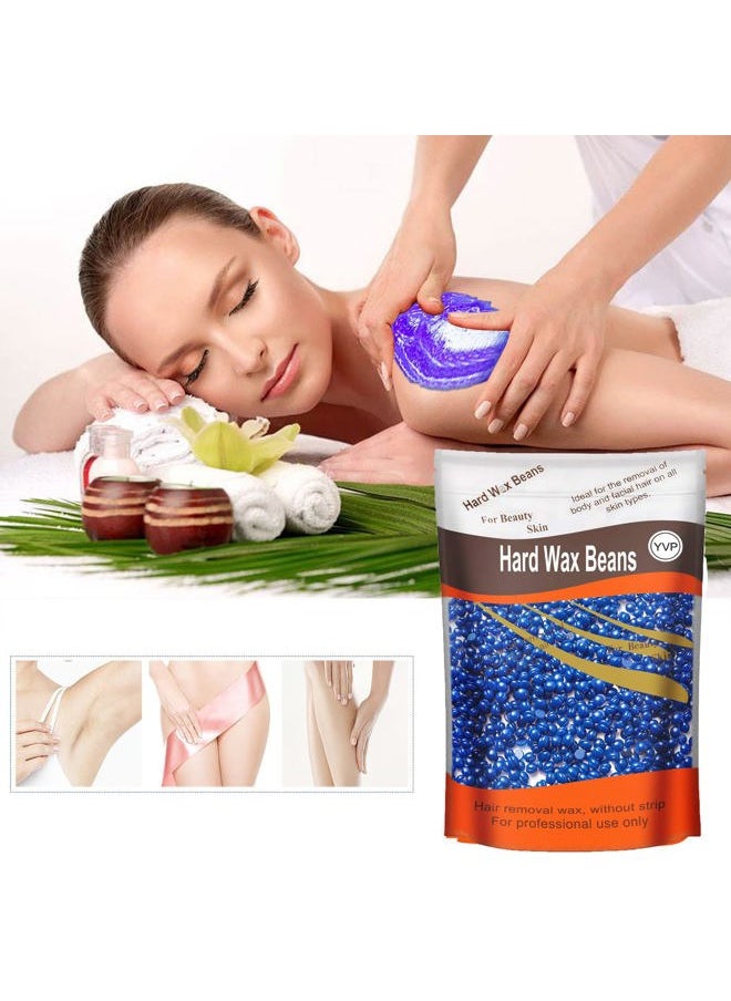 Yovanpur Hard Wax Beads for Hair Removal, Yovanpur Wax Beads for Sensitive Skin, Har Wax Beans for Coarse Hair, Waxing beads for Face, Eyebrow, Body, Bikini, Brazilian At Home 300g (10 Oz)/bag (Blue)  - Image 5