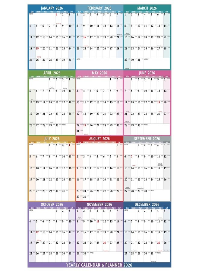 BowCuk Yearly Wall Calendar 2026, Multi2 - Image 1