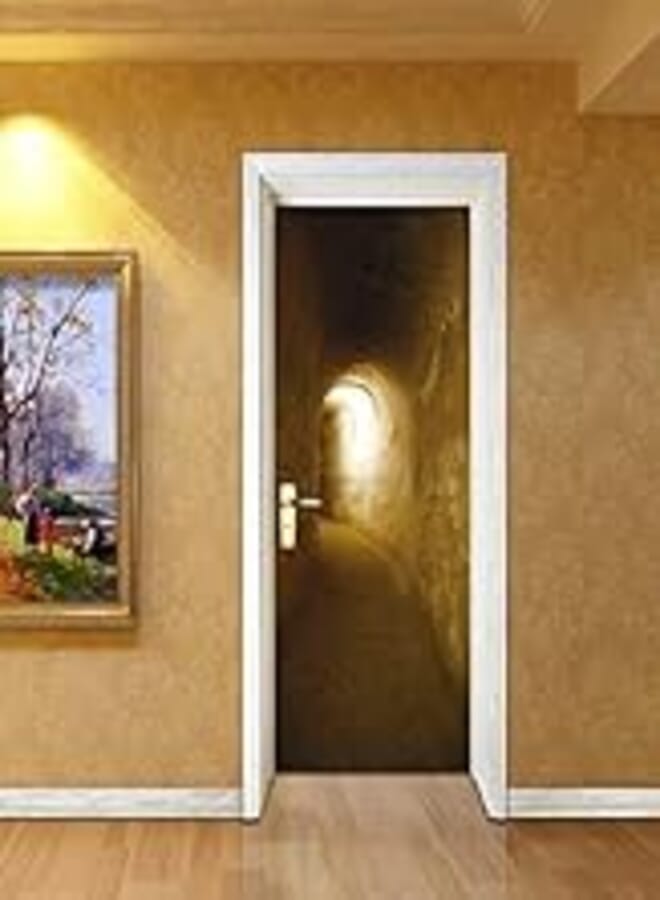 OR 3D Tunnel Door Stickers European Style Wall Sticker For Bedroom Living Room Waterproof Decals Home Decor-es 