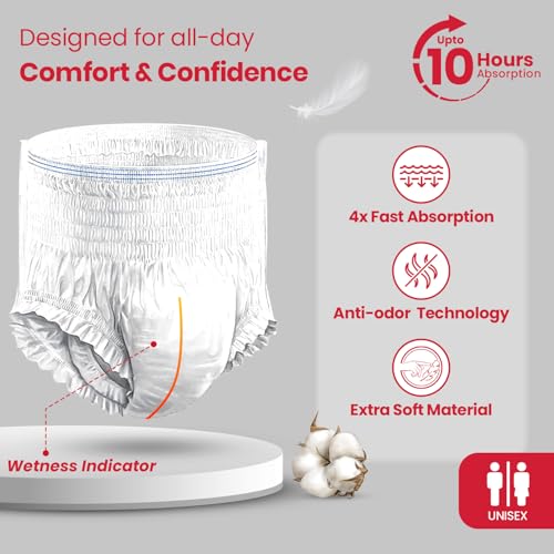 AGEasy (Max Group) Unisex Adult Diaper Pants with Wetness Indicator | Odour Lock & Anti-Bacterial | Skin Friendly Pant Style Diapers for Easier Wearing & Removal | Pack of 1 (10 Count) (XL) - Image 4