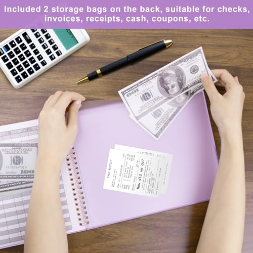 AKONEGE Accounting Ledger Book for Small Business Bookkeeping & Personal Use, Horizontal Expense Tracker Notebook for Family Budget, Bookkeeping Record Book Money Expense & Income Log Journal, Purple - Image 4