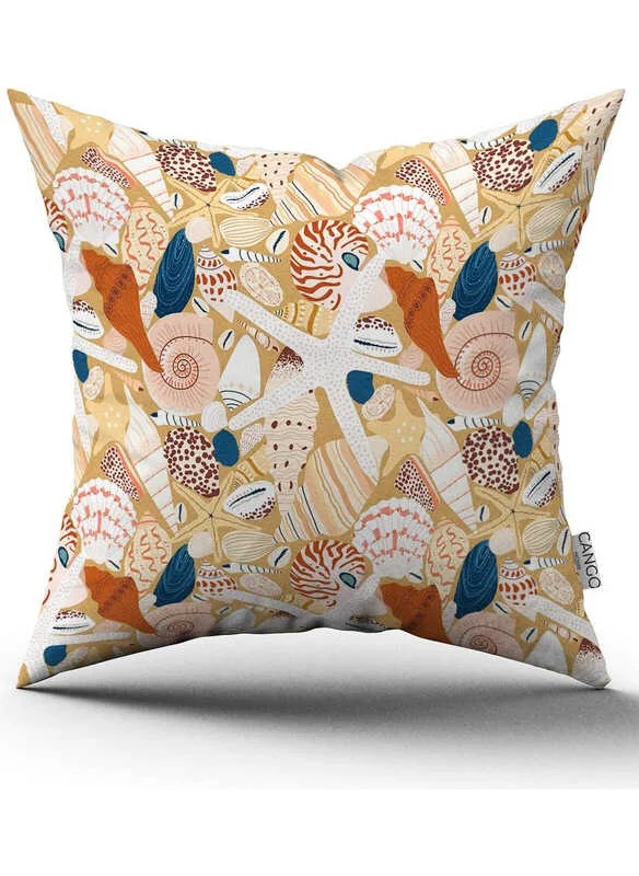 Cango Home Double Sided Orange Blue Marine Patterned Digital Printed Throw Pillow Cover CGH1165
