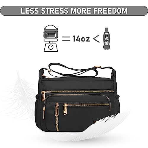 NPBAG Crossbody Bag for Women, Nylon Shoulder Purse Handbag Messenger Bag, Trendy Pocketbooks, Waterproof and Multi-Pockets (Black) - Image 4