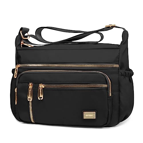 NPBAG Crossbody Bag for Women, Nylon Shoulder Purse Handbag Messenger Bag, Trendy Pocketbooks, Waterproof and Multi-Pockets (Black) - Image 1