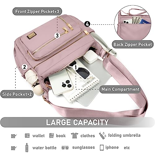 NPBAG Crossbody Bag for Women, Nylon Shoulder Purse Handbag Messenger Bag, Trendy Pocketbooks, Waterproof and Multi-Pockets (Black) - Image 5