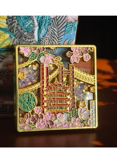 Gifts from Chu Refrigerator magnet with the image of falling cherry blossoms and the Yellow Crane Tower  - Image 1