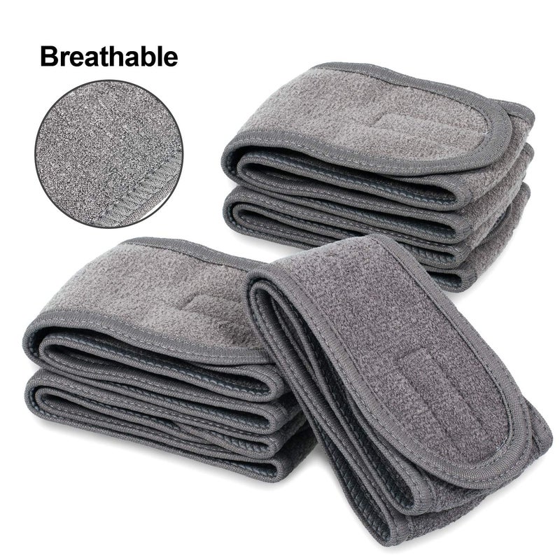 Whaline Spa Facial Headband Head Wrap Terry Cloth Headband 4 Counts Stretch Towel for Bath, Makeup and Sport (Gray) - Image 4