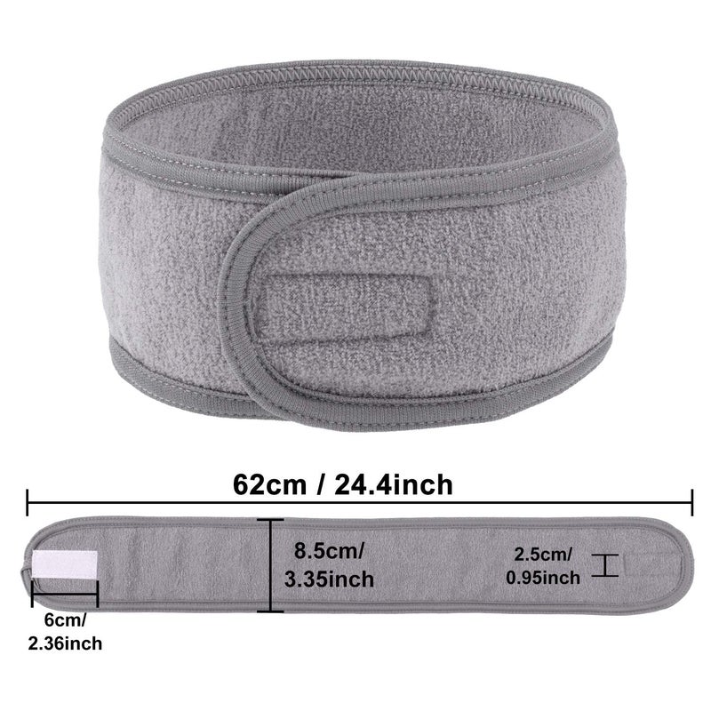 Whaline Spa Facial Headband Head Wrap Terry Cloth Headband 4 Counts Stretch Towel for Bath, Makeup and Sport (Gray) - Image 2