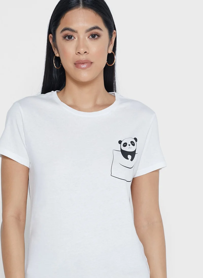 Jacqueline de Yong Cute Panda T-Shirt