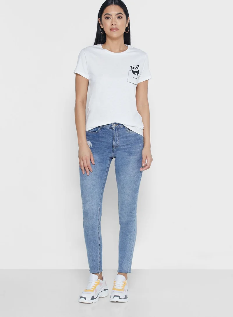 Jacqueline de Yong Cute Panda T-Shirt