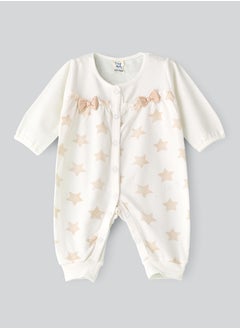 Tiny Hug Baby Girl White Star and Bow Onesie  - Image 1