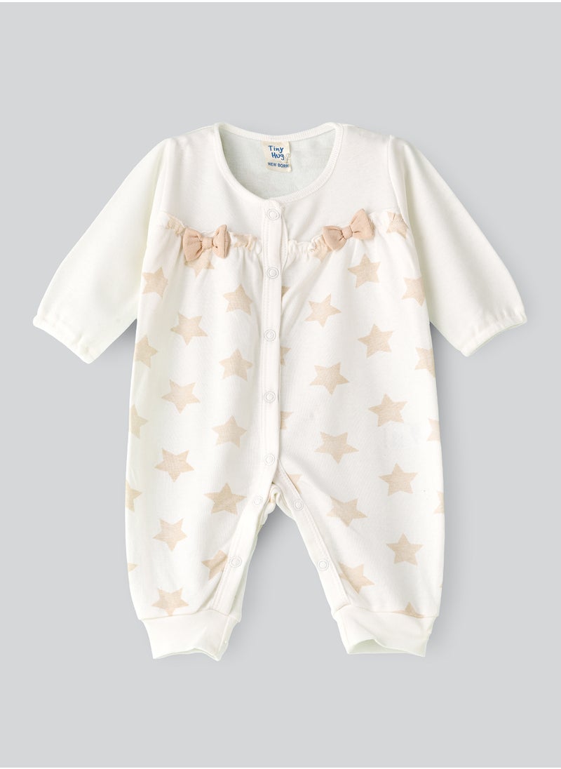 Tiny Hug Baby Girl White Star and Bow Onesie  - Image 1