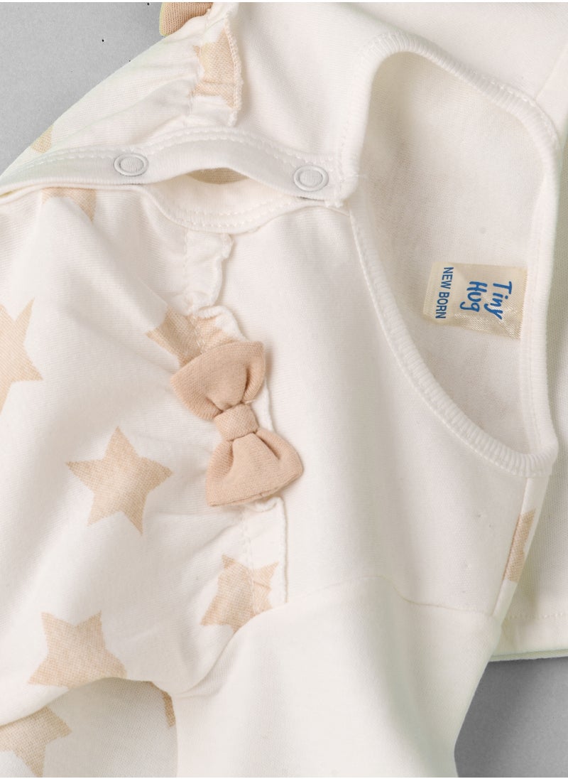 Tiny Hug Baby Girl White Star and Bow Onesie  - Image 4