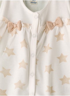 Tiny Hug Baby Girl White Star and Bow Onesie  - Image 3