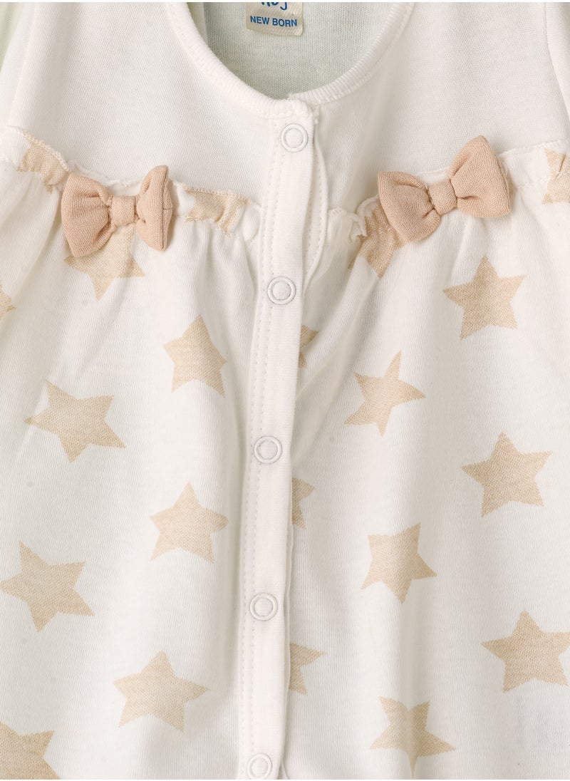 Tiny Hug Baby Girl White Star and Bow Onesie  - Image 3