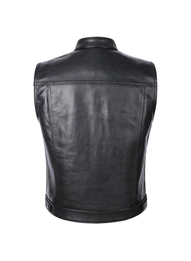 LAMAY Men’s Motorcycle Leather Vest with Concealed Carry Pockets, Biker Vest Black, Men's Black Naked PU Leather Motorcycle Vest Waistcoat Bikers Gear?Black, XL,XXL) (Size : XXL) - Image 3