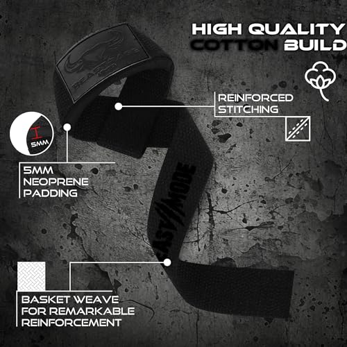 BEAST RAGE Lifting Wrist Straps for Weightlifting, Straps Gym Grip Power Workouts Lifting Straps Padded Neoprene & Premium Cotton Men Women, Deadlift Bodybuilding Exercise Lifting Straps (Black Gel) - Image 2