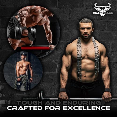 BEAST RAGE Lifting Wrist Straps for Weightlifting, Straps Gym Grip Power Workouts Lifting Straps Padded Neoprene & Premium Cotton Men Women, Deadlift Bodybuilding Exercise Lifting Straps (Black Gel) - Image 4