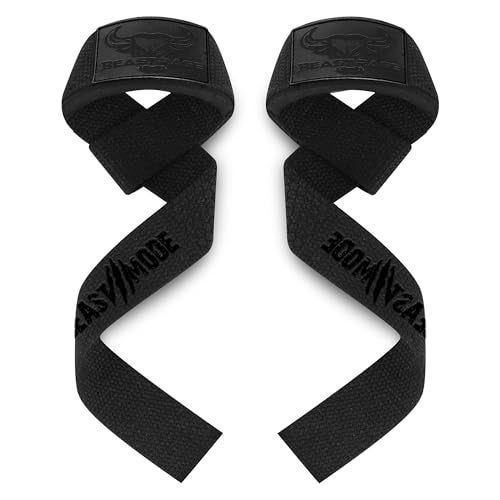 BEAST RAGE Lifting Wrist Straps for Weightlifting, Straps Gym Grip Power Workouts Lifting Straps Padded Neoprene & Premium Cotton Men Women, Deadlift Bodybuilding Exercise Lifting Straps (Black Gel) - Image 1