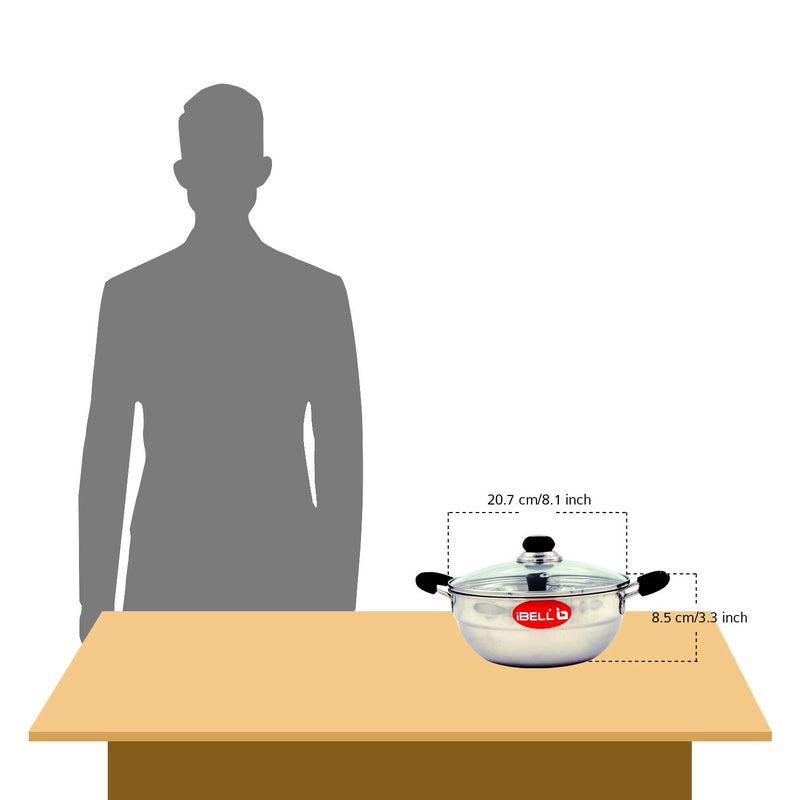 IBELL Stainless Steel Multi Purpose Kadai with 2 idli Plate(10 Idli) and Glass Lid - Image 5