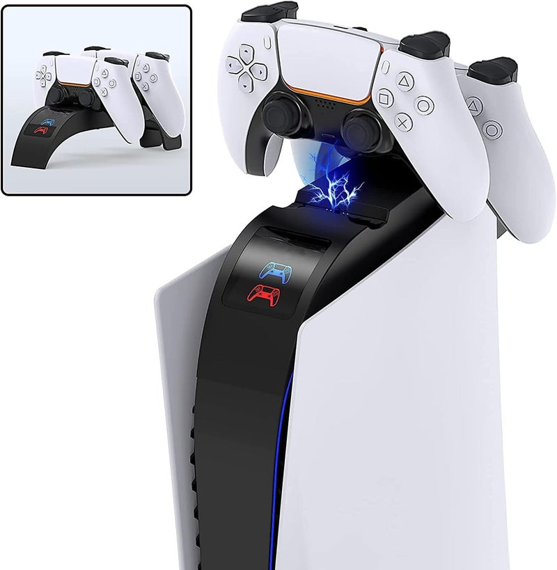 ELECDON PS5 Charging Station for Sony Playstation 5 Dualsense Controllers, [Add to Top] Upgraded Dual Purpose PS5 Controller Charger Station Dock Accessories with 2.5H Fast Charging - Image 1