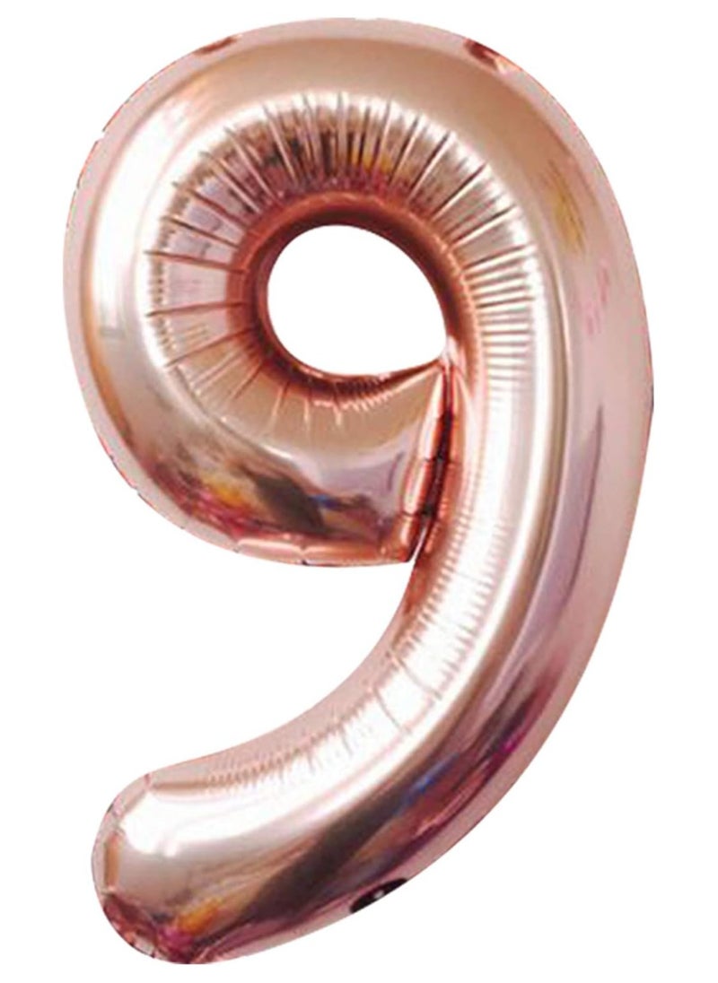 KATCHON Rose Gold Number 9 Foil Balloon For 9th Birthday Decoration  - Image 1