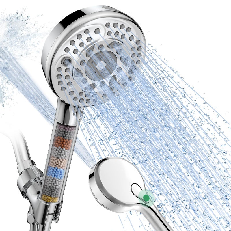 SunCleanse Filtered Shower Head with Handheld, 9-Spray Setting Detachable Showerhead with Filters, Shower Head for Hard Water - Filtered Chlorine, Improve Skin and Hair Texture, Chrome - Image 1