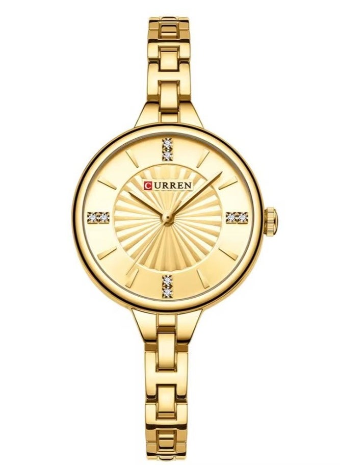 CURREN Stainless Steel Elegant Design Dual Tone Analog Quartz Wrist Watch with Date For Women 9097L Gold  - Image 1