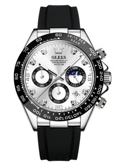 Watches For Men Silicone Strap Quartz Analog Water Resistant Watch -White
