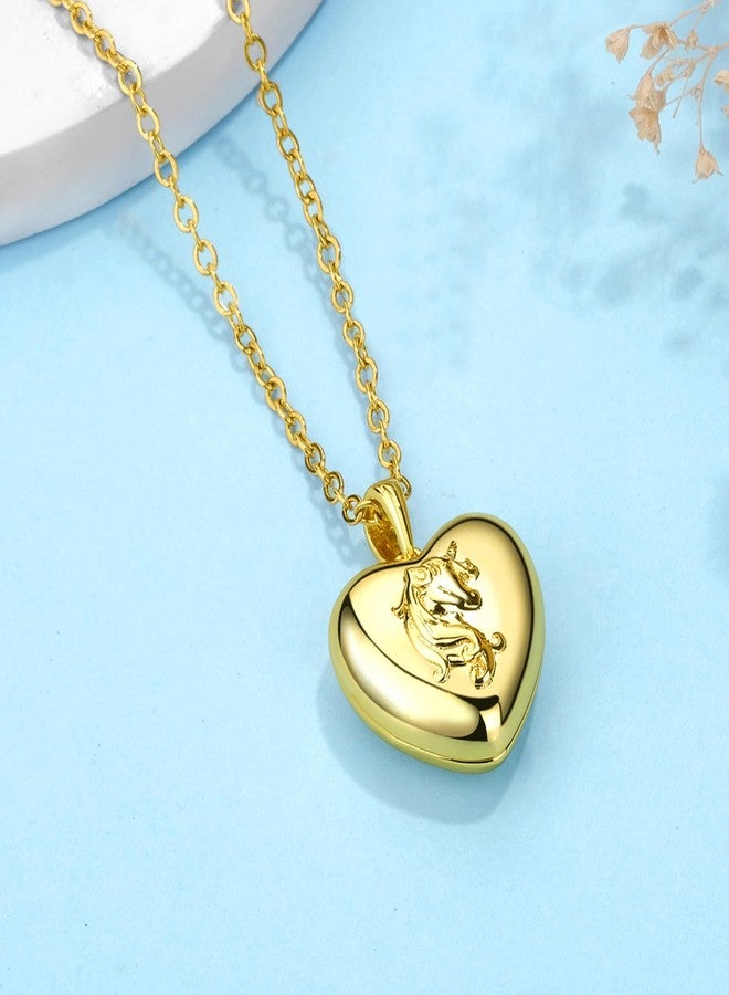 يوفينغ قلادة على شكل قلب وحيد القرن، تتسع للصور، قلادات مصقولة، هدايا عيد ميلاد - Image 2