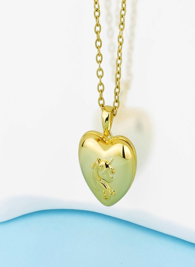 يوفينغ قلادة على شكل قلب وحيد القرن، تتسع للصور، قلادات مصقولة، هدايا عيد ميلاد - Image 4