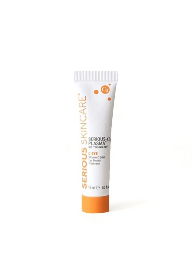 Serious Skincare Vitamin C Eye Beauty Treatment Gel - Hyaluronic Acid & Collagen - For Undereye Lines, Wrinkles, Dark Circles - Hydrating & Soothing - C3 Plasma C Ester Biotechnology 0.5 oz.  - Image 1