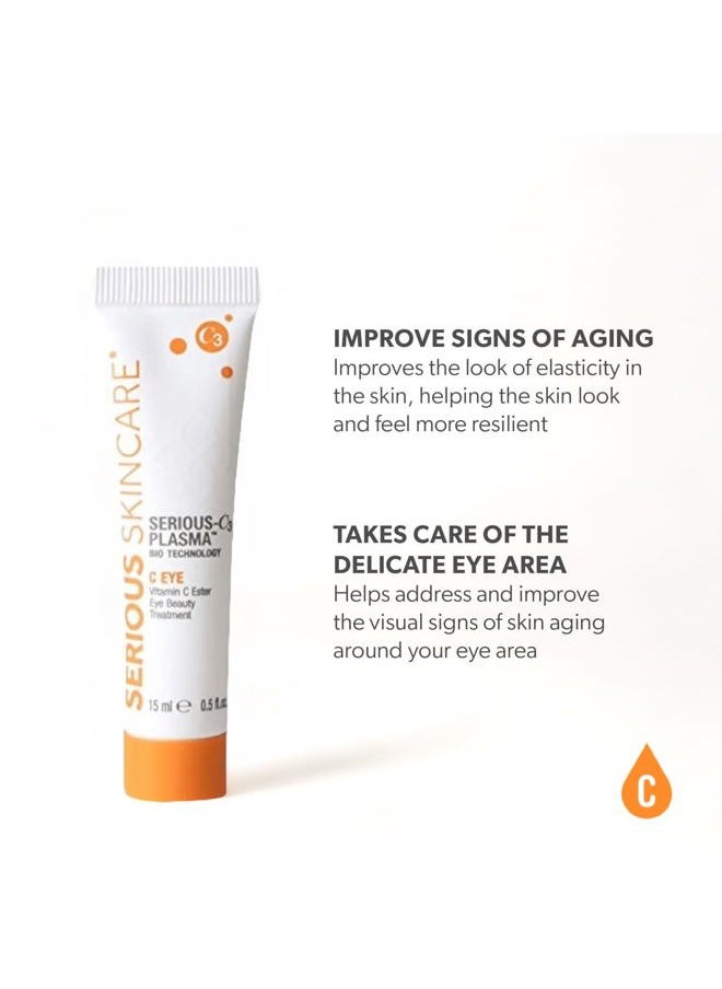 Serious Skincare Vitamin C Eye Beauty Treatment Gel - Hyaluronic Acid & Collagen - For Undereye Lines, Wrinkles, Dark Circles - Hydrating & Soothing - C3 Plasma C Ester Biotechnology 0.5 oz.  - Image 2