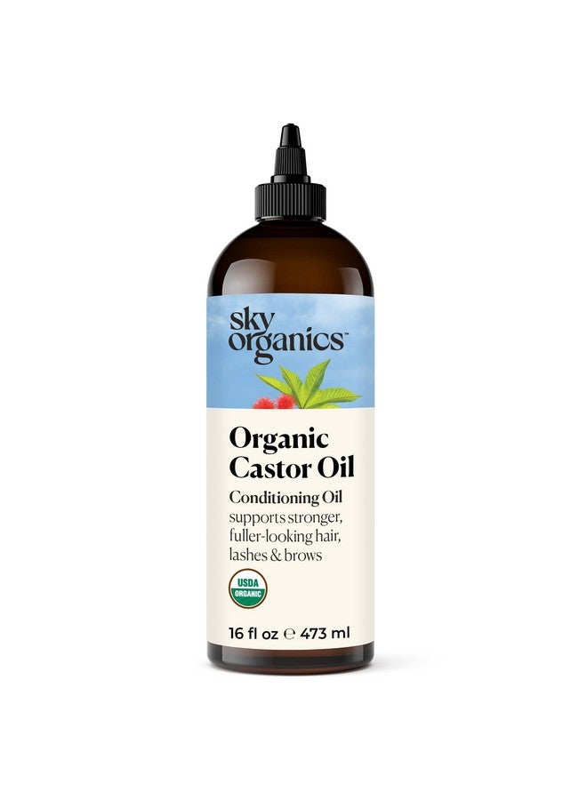 سكاي أورغانكس زيت الخروع العضوي من سكاي أورجانيكس، نقي 100%، خالٍ من الهكسان، معصور على البارد لدعم شعر أقوى وأكثر امتلاءً، ورموش وحواجب، مناسب لحزم الخروع، وتزييت السرة، واستخدام زيت ناقل، 16 أونصة سائلة - Image 1