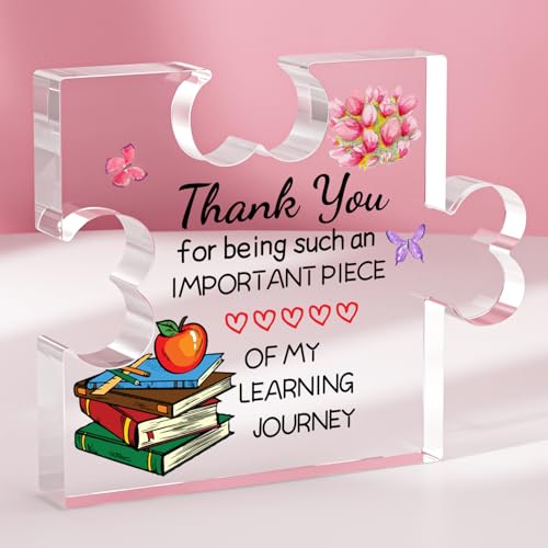Funnli Teacher Gifts, Teacher Christmas Gifts Acrylic Plaque, Teacher Appreciation Gifts, Valentines Day Thank You Graduation Gifts for Women Teacher Classmate Study Partner Roommate - Image 1
