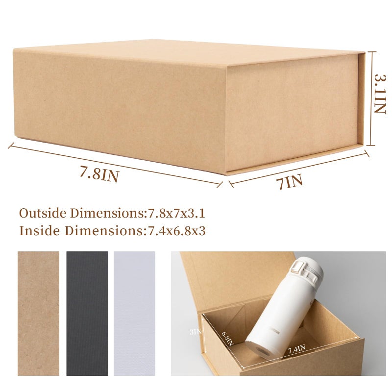 Rsgift Kraft Gift Box Small Kraft 7.8x7x3.1 Gift Box for Women Closure Lid Christmas,Thanksgiving Day,Valentine's Day,Christmas Gift Boxes - Image 4