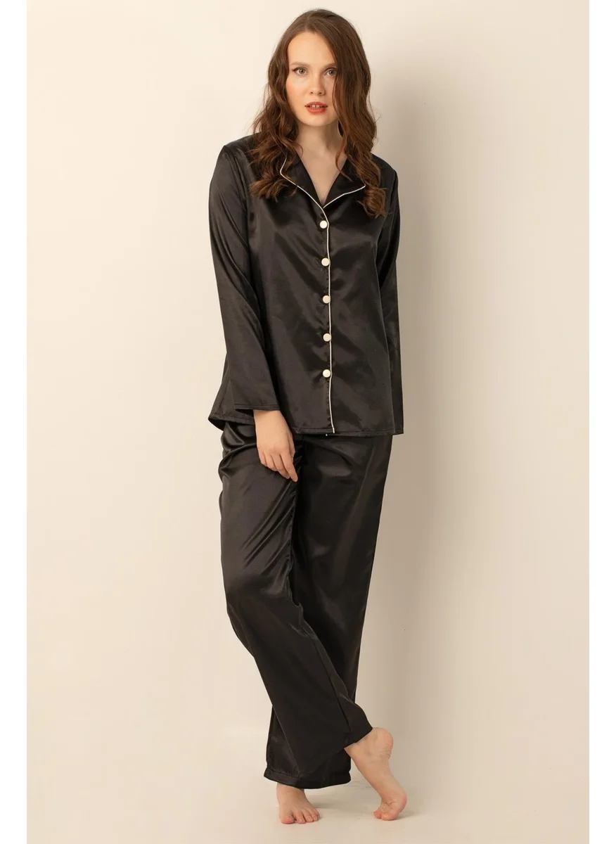 دو رى مى Long Sleeve Satin Pajamas Set